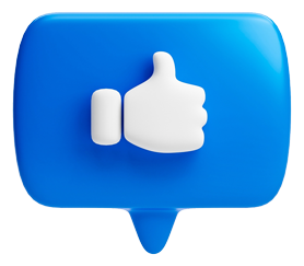 blue bubble like button icon thumbs up like sign feedback concept white background 3d rendering