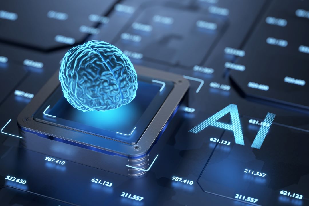 artificial intelligence concept artificial intelligence training neurochip neuro interface artificial brain artificial intelligence microprocessor training neural network 3d render