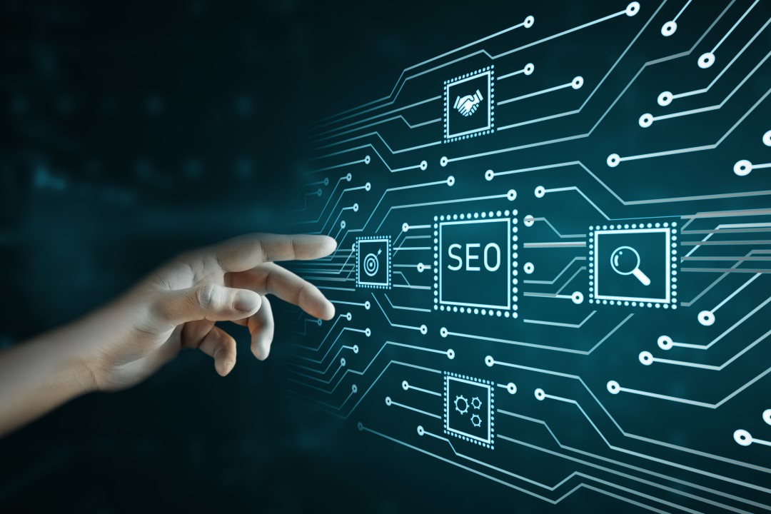 SEO search engine optimization, organic search and link building idea